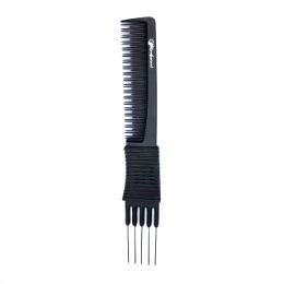 Расческа карбоновая для стрижки волос Gera Professional GPR00303, метал. хвостик, черный GP-1454