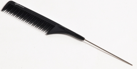 Расческа карбоновая для стрижки волос Gera Professional GPR00304, металл хвостик, черный GP-1455