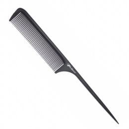 Расческа карбоновая для стрижки волос Gera Professional GPR00314, с хвостиком, цвет черный GP-1465