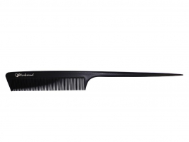 Расческа карбоновая для стрижки волос Gera Professional GPR00310, с хвостиком, цвет черный GP-1461