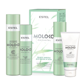 Набор "Рецепт заботы для волос и тела" ESTEL Moloko botanic (шамп 250, бальз 200, спрей , гель д/душ