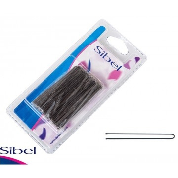 Шпильки для волос SIBEL 45мм, прямые, черные (50шт/уп) 934505002 фото 1