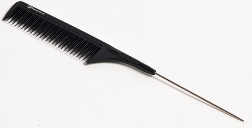 Расческа карбоновая для стрижки волос Gera Professional GPR00304, металл хвостик, черный GP-1455 фото 1